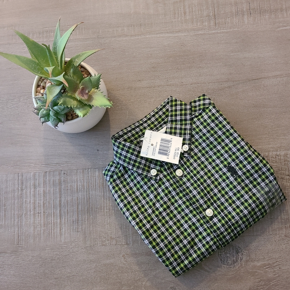 Ralph Laren Boys Plaid Button Down Long Sleeve Shirt - size 9 months